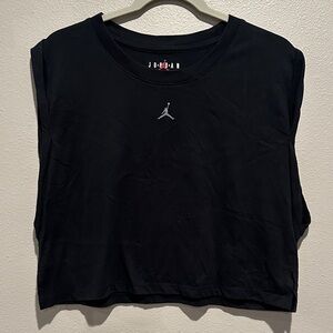 Air Jordan Black Cropped Muscle Tank with Reflective Jumpman Size: Medium